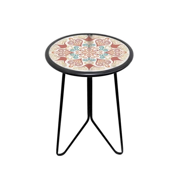 12" Metal Glass UV Printed Table for Home Indoor Decorative Coffee Table Outdoor - Image 9