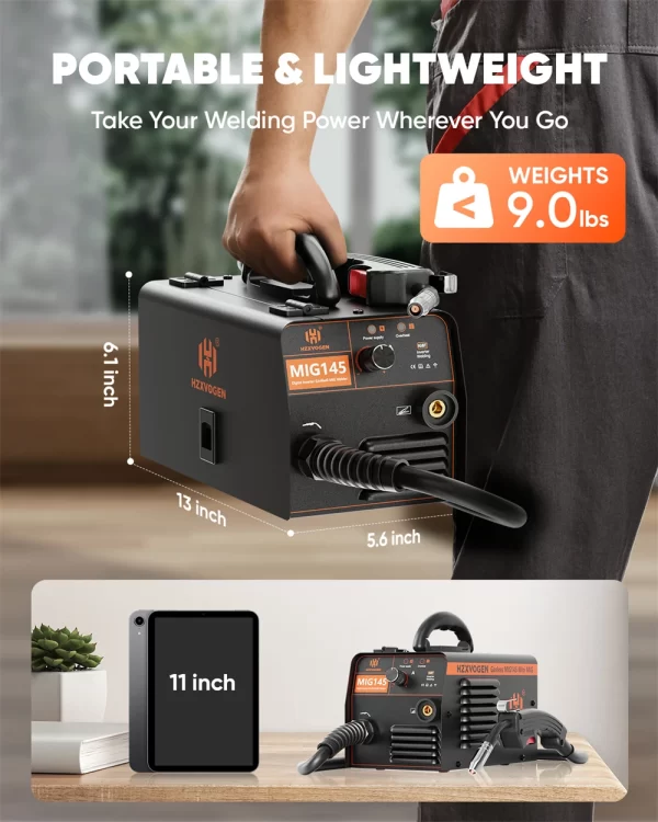 HZXVOGEN 145A Non-Gas Semi-automatic Welding Machine W/ Flux Core Wire MIG Welder Tool - Image 20