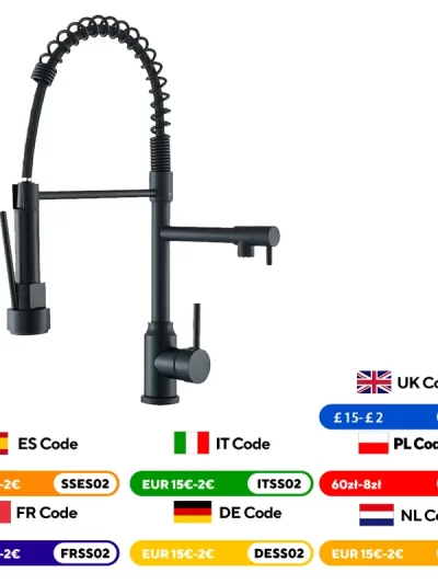 Black Kitchen Sink Faucet Pull Down Hot and Cold Water Mixer