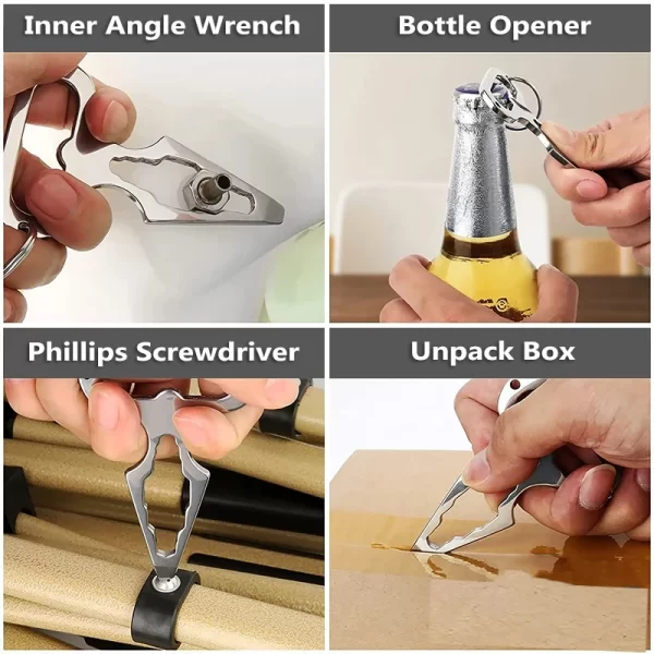 Outdoor EDC Survival Tool, Multifunctional Self-defense Spike,Wrench,Bottle Opener,Keychains - Image 3