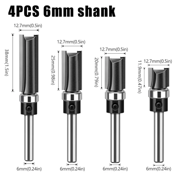 1pc 6mm 1/4"Shank Bearing Straight Router Bit - Image 7