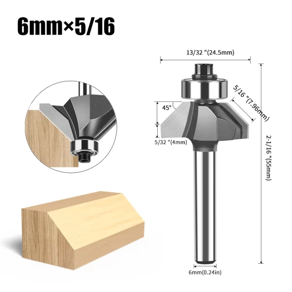 1pc 6mm 12mm Shank 45 Degree Bevel Router Bit Woodworking - Image 14