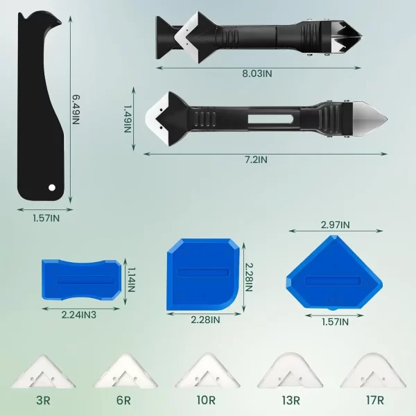 9PCS Caulk Nozzle Applicator Silicone Scraper Sealant Caulking Smooth Remover Tools Kit - Image 5