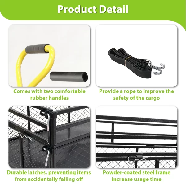 LZBEITEM Steel Garden Cart, Heavy Duty 1400 lbs Capacity, with Removable Mesh Sides - Image 4