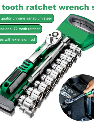 72 Tooth Socket Sleeve Wrench Set 1/4" 3/8" Wear-resisting Ratchet Wrench Socket