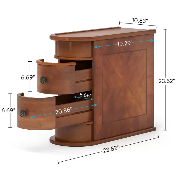 Tribesigns End Table Round Solid Wood Sofa Bedside Narrow Bedroom Side Table - Image 6