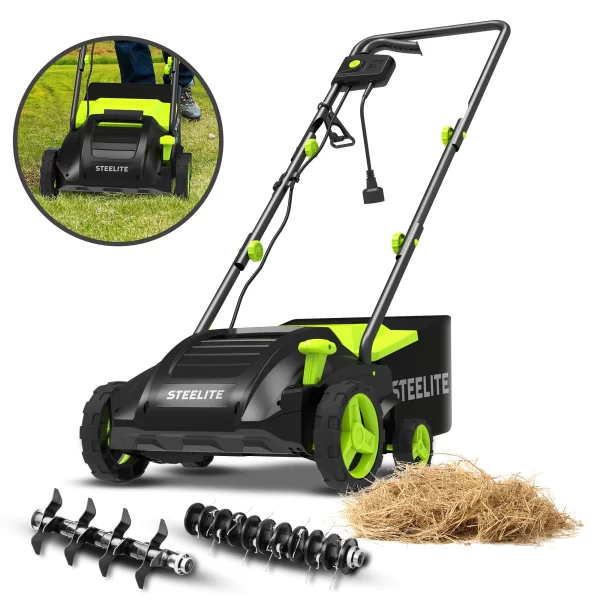 Deli 2-in-1 Electric Dethatcher & Scarifier, 13-Inch 12-Amp Powered Lawn Tool
