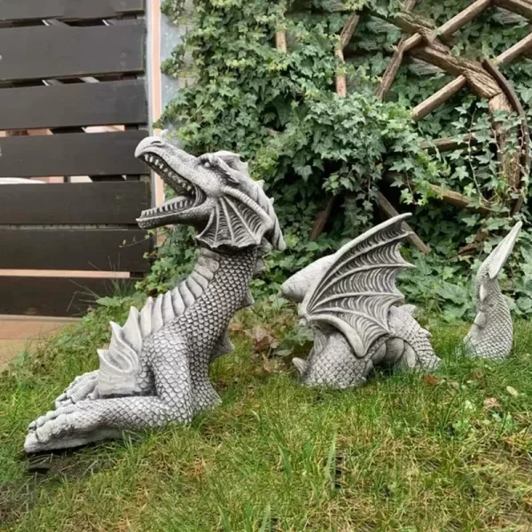 Solar Powered Outdoor Garden Dragon Statue Lovely Meditation Resin Crafts - Image 33
