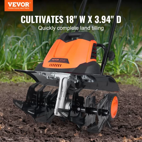 VEVOR 12 Amp Electric Tiller, 18" Tilling Width 3.94" - Image 2