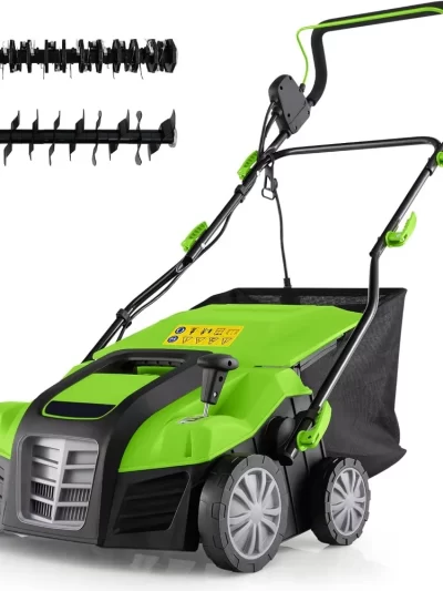 2-in-1 Scarifier and Lawn Dethatcher, 16-Inch 15A Corded Electric Dethatcher