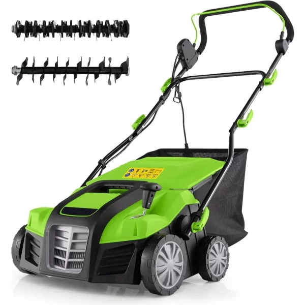 2-in-1 Scarifier and Lawn Dethatcher, 16-Inch 15A Corded Electric Dethatcher