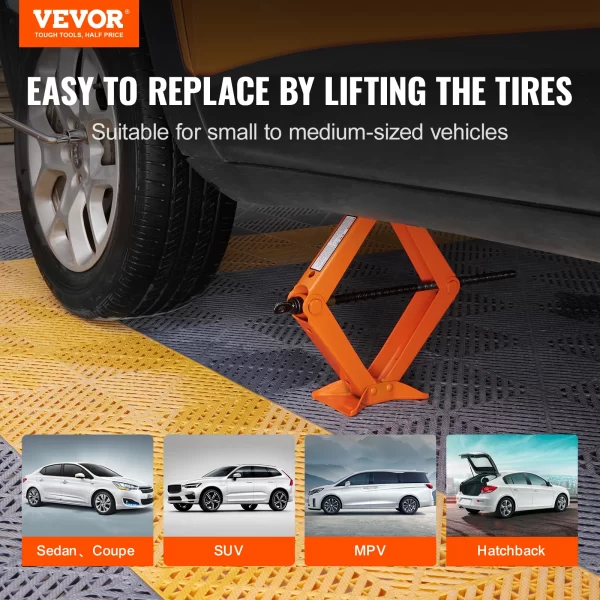 VEVOR Scissor Jack 2.5 Ton/5512 lbs Scissor Car Jack 3.7"-17.1" Lifting Range Scissor Lift Jack Portable Tire Jack for Car Truck - Image 2