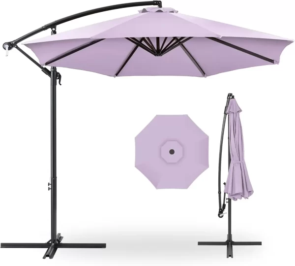 10ft Offset Hanging Market Patio Umbrella w/Easy Tilt Adjustment, Polyester Shade - Image 26