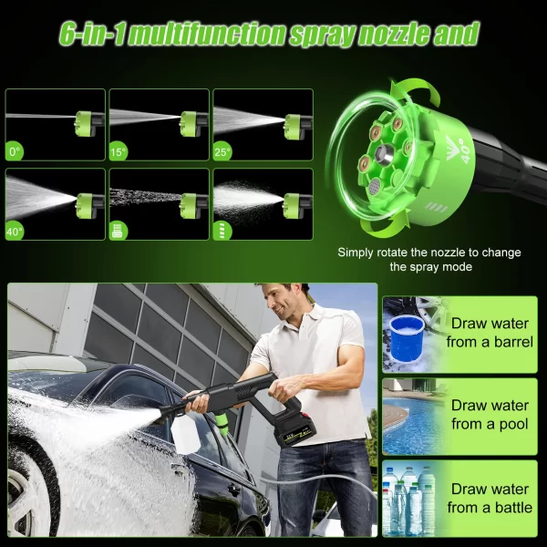 Brushless High Pressure Car Washer Gun 6 IN 1 Electric Cordless Pressure Washer - Image 3