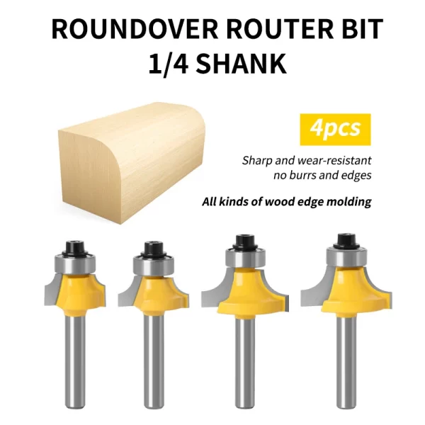 1/4-Inch Shank Roundover Edging Router Bit Set