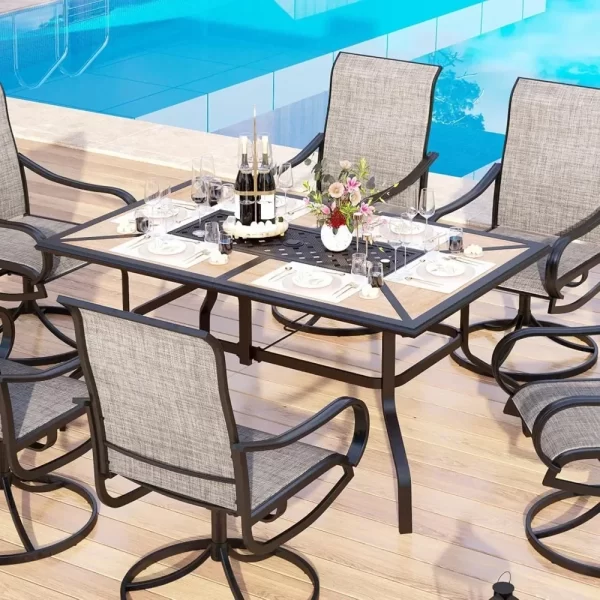 Outdoor Patio Dining Table for 6, Rectangular Patio Furniture Table - Image 9