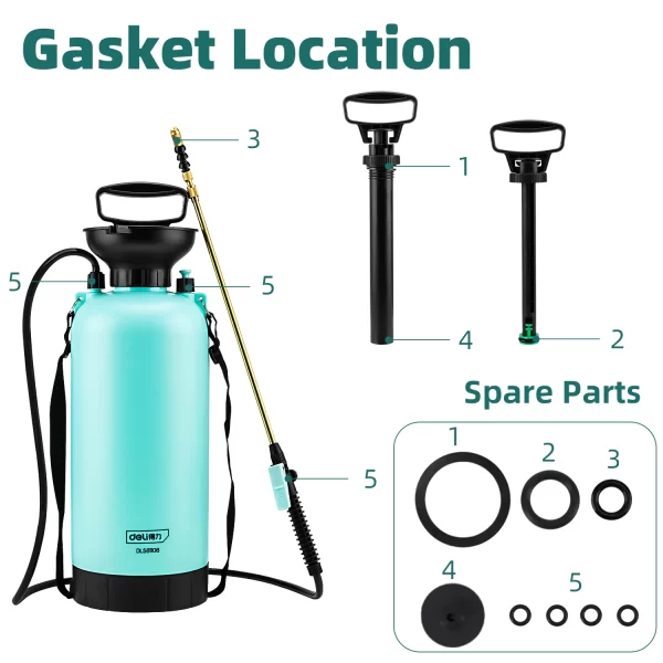 Deli 8L Garden Pressure Sprayer,Durable and Adjustable Spraying Tool - Image 9