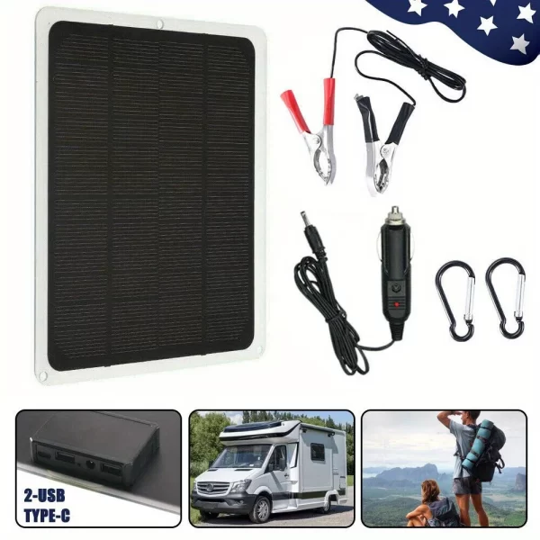 20W Solar Panel 12V Trickle Charge Battery Charger - Image 4
