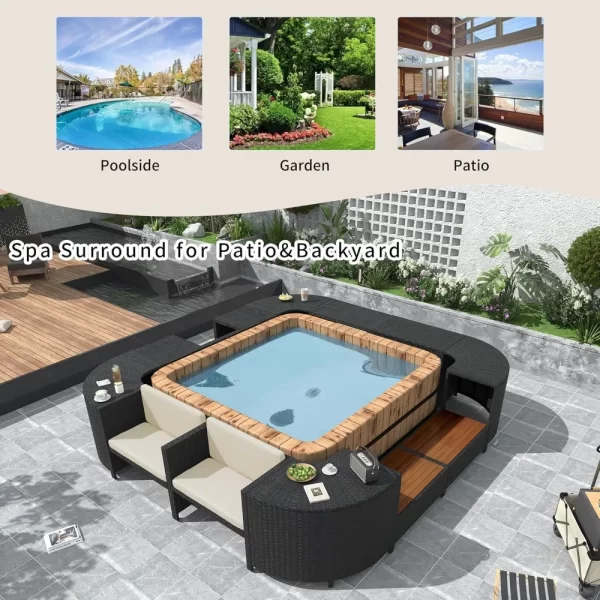 Patio Furniture Set, Spa Surround Outdoor Rattan Sofa Set - Image 6