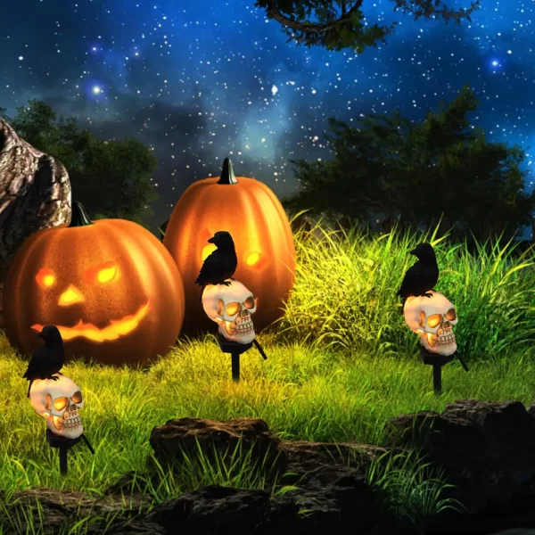 Halloween Crow Skull Outdoor Solar Light - Image 19