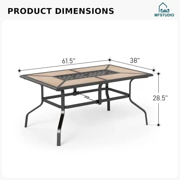 Outdoor Patio Dining Table for 6, Rectangular Patio Furniture Table - Image 3