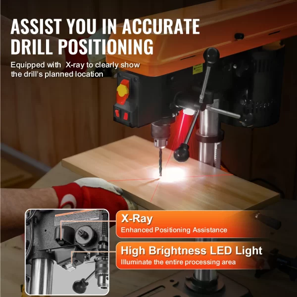 SucceBuy 10 in Benchtop Drill Press 6.2A Induction Motor Tabletop Drilling Machine - Image 4