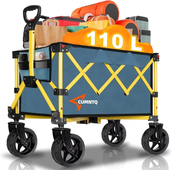 Collapsible Wagon Cart with Wheels Heavy Duty Foldable Wagon Cart with 230lbs Weight Capacity - Image 8