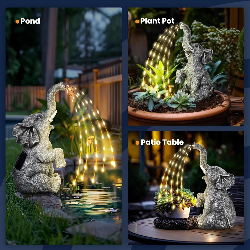 Solar Elephant Statues String Lights - Image 10