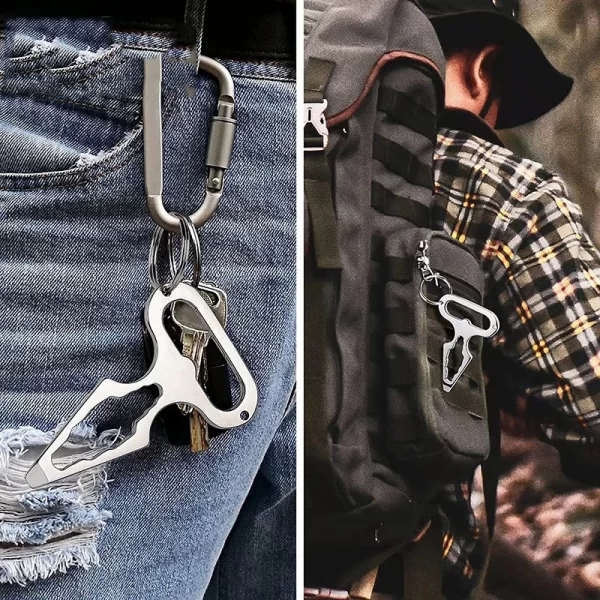 Outdoor EDC Survival Tool, Multifunctional Self-defense Spike,Wrench,Bottle Opener,Keychains - Image 4