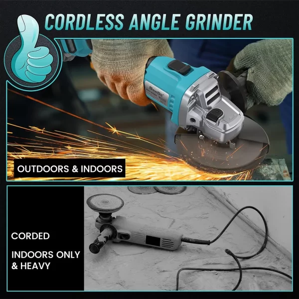 SEESII 21V Brushless Angle Grinder 125mm Cordless Cutting Polishing Machine Electric Li-ion Power Tools for Makita 18v Battery - Image 10