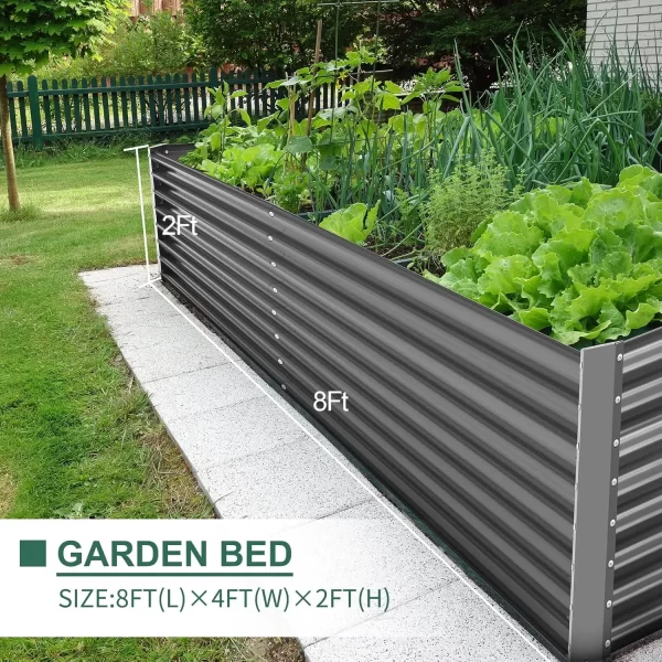 8×4×2 ft Galvanized Raised Garden Bed Kit, Galvanized Planter Raised Garden Boxes Outdoo - Image 2