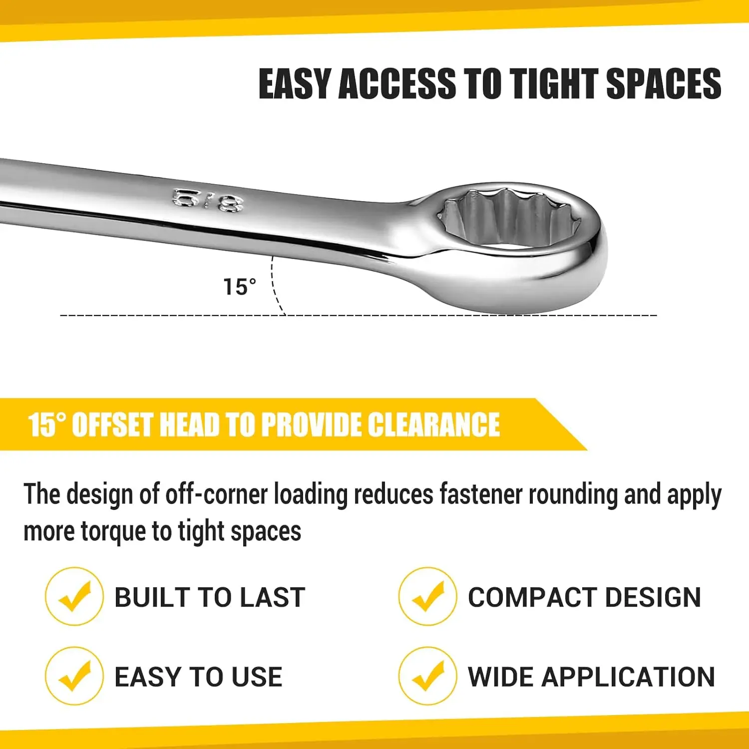 DEKOPRO Combination Wrench Set, SAE&Metric, 1/4'' to 1'' & 8-22mm, 12-Point - Image 4