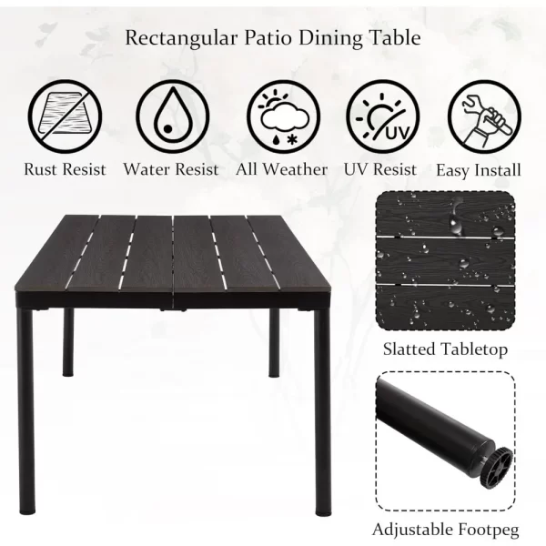 Wicker Outdoor Dining Set for 6, Upholstered 7 Piece Patio Dining Set - Image 11