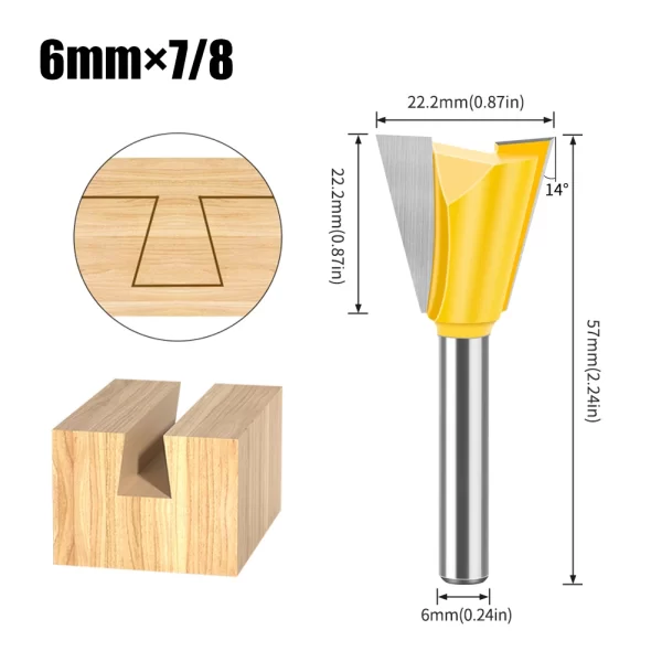 1Pcs 6mm 12mm Shank Dovetail Joint Router Bits Set Dovetail Joint Router Bits Set - Image 9