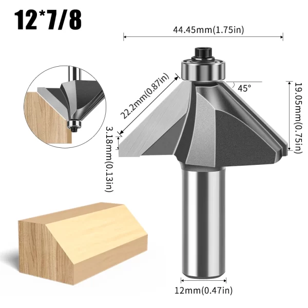 1pc 6mm 12mm Shank 45 Degree Bevel Router Bit Woodworking - Image 12