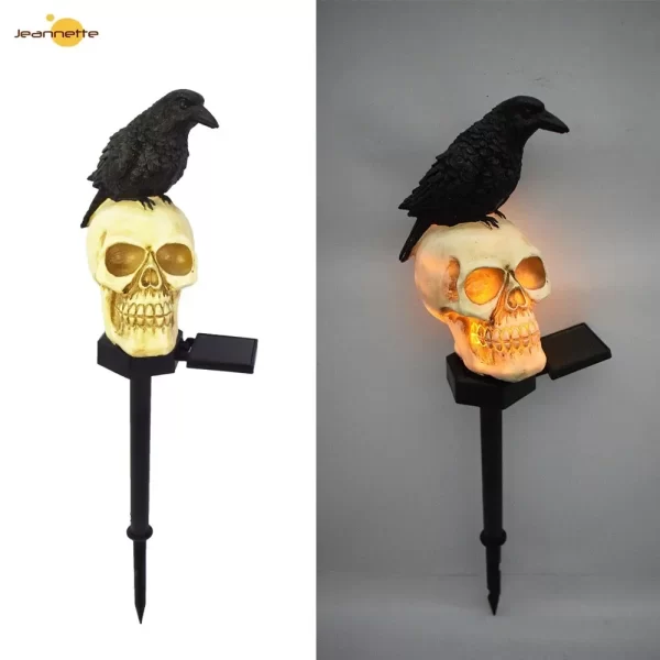 Halloween Crow Skull Outdoor Solar Light - Image 7