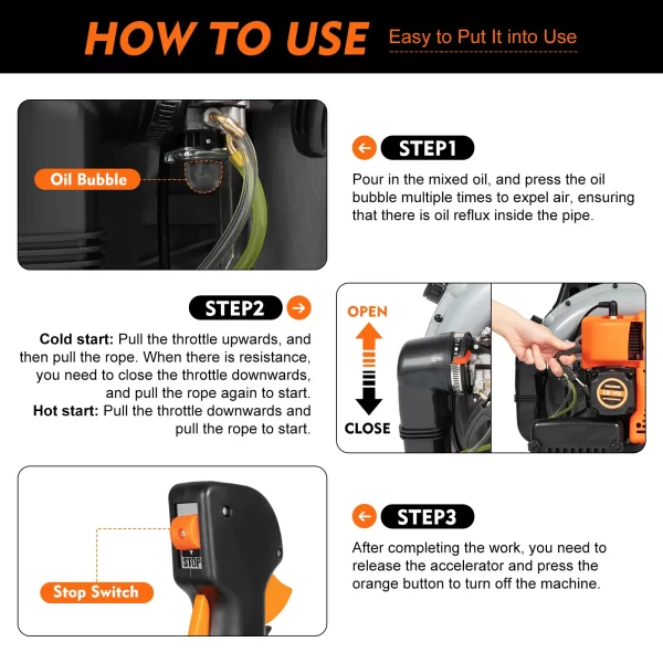 Backpack Leaf Blower 63CC 2 Stroke Gas Powered Leaf Blowers - Image 12