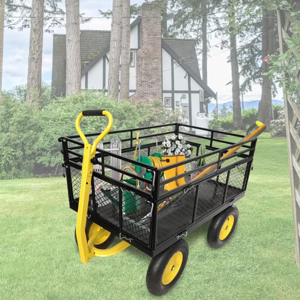 LZBEITEM Steel Garden Cart, Heavy Duty 1400 lbs Capacity, with Removable Mesh Sides - Image 9