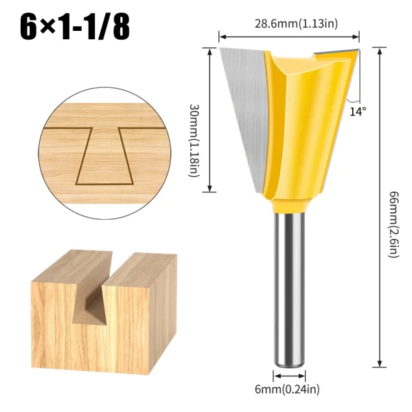 1Pcs 6mm 12mm Shank Dovetail Joint Router Bits Set Dovetail Joint Router Bits Set - Image 26