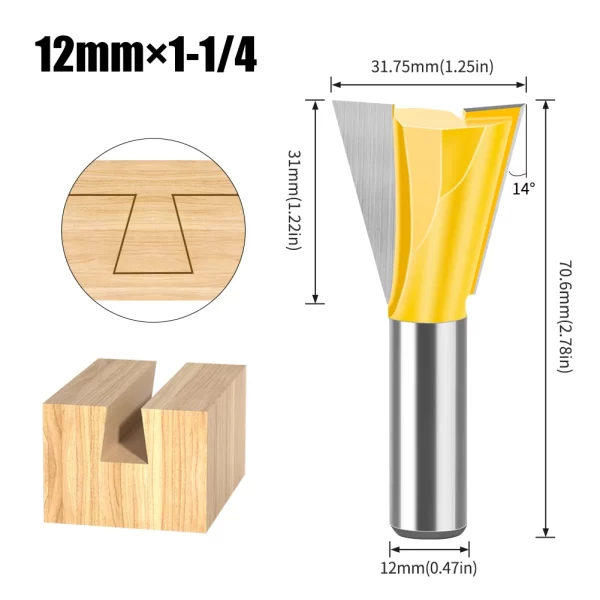 1Pcs 6mm 12mm Shank Dovetail Joint Router Bits Set Dovetail Joint Router Bits Set - Image 15