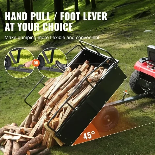 Heavy Duty ATV Trailer Steel Dump Cart Tow Behind, 750 lbs 15 Cubic Feet - Image 11