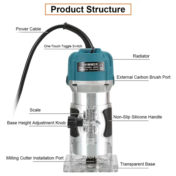 800WElectric Trimmer Wood Router Machine Woodworking - Image 18