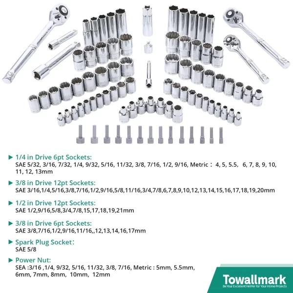 213-Piece Mechanics Tool Set General Assorted Sockets and Wrenches Set - Image 4