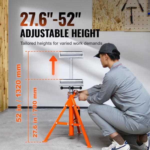 VEVOR Roller Stand 2500 LBS Load Capacity 27.6"-52" Adjustable - Image 3
