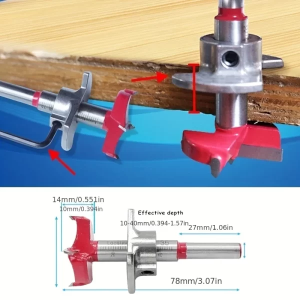 Woodworking Hole Opener Set Positioning Hard Alloy Flat Wing Drill Adjustable Hinge Hole Expander 15-35mm - Image 9