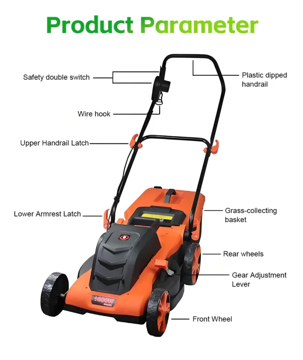 1200W/1600W Hand Push Weeder High Power Electric Lawn Mower - Image 24