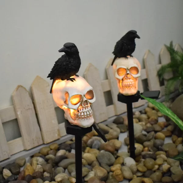 Halloween Crow Skull Outdoor Solar Light - Image 17