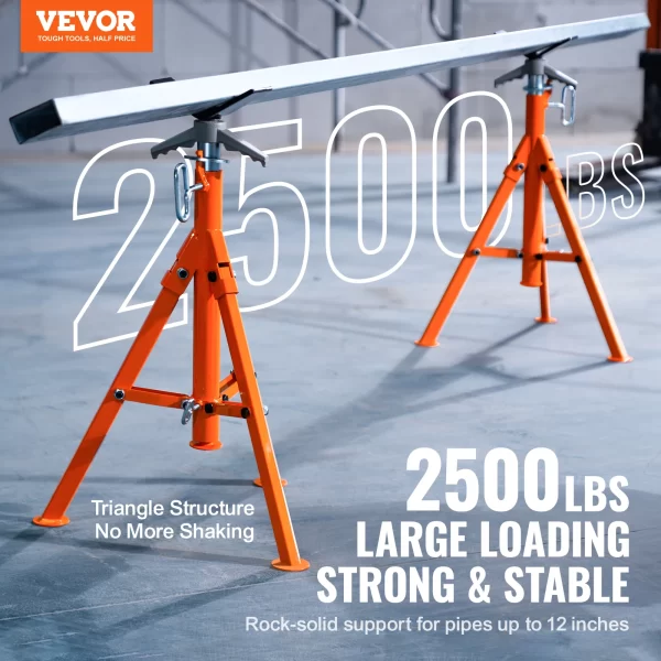 VEVOR Pipe Stand 2500LBS Heavy Duty Pipe Jack Stands - Image 2