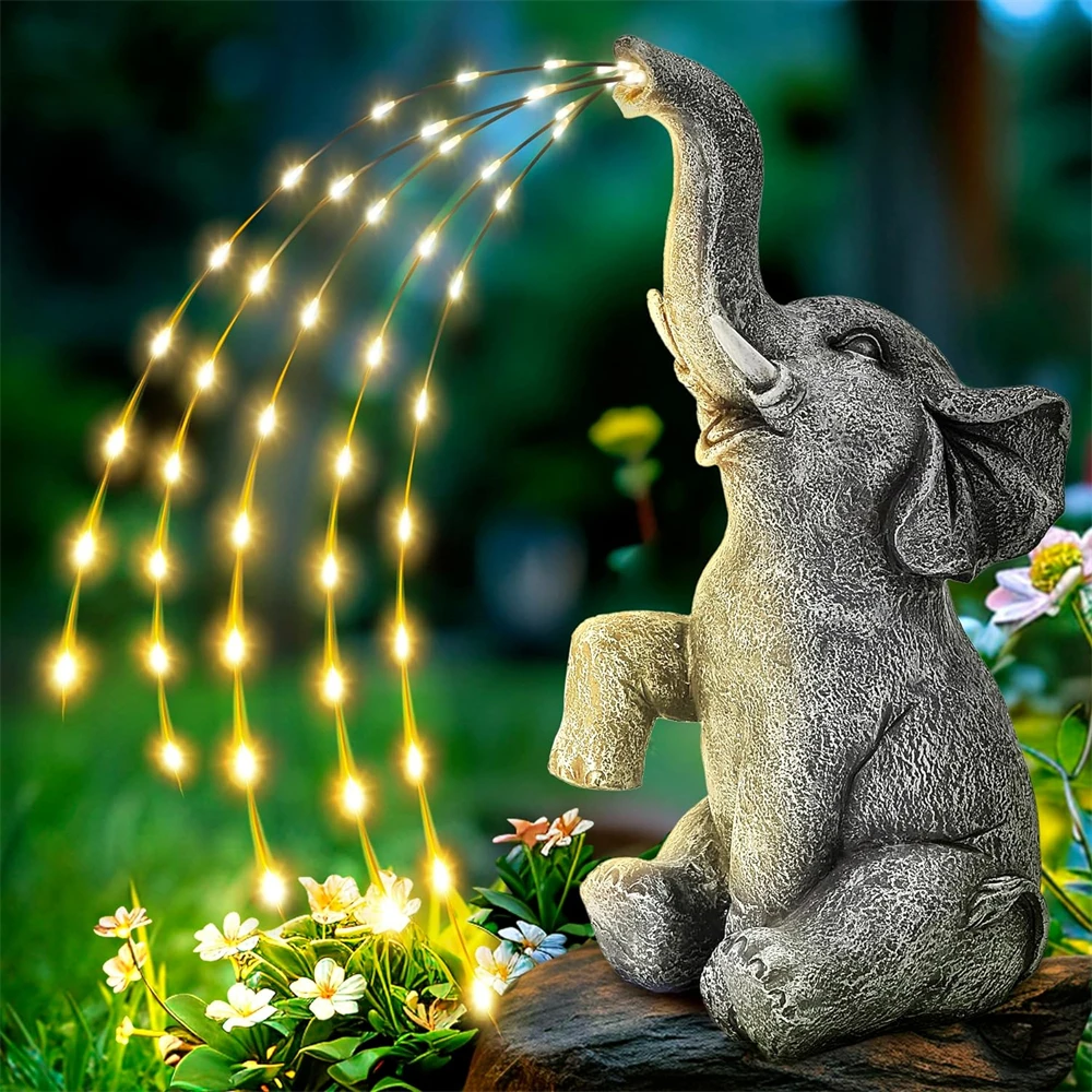 Solar Elephant Statues String Lights - Image 8