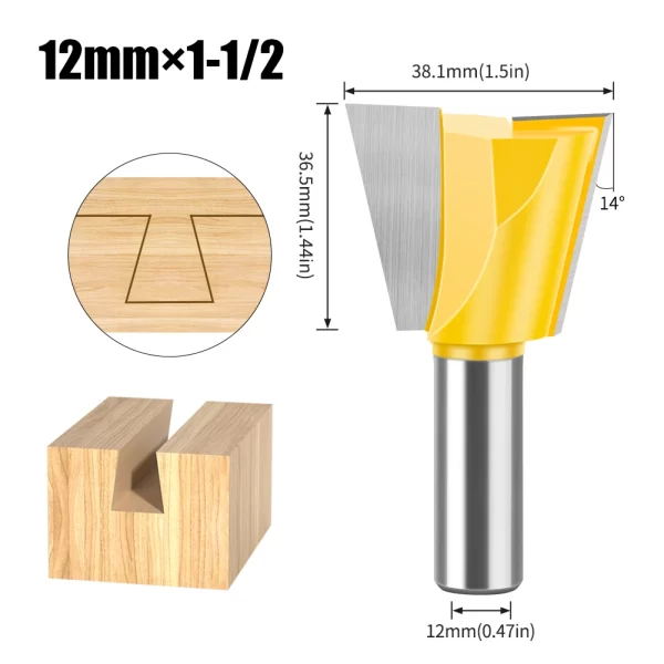 1Pcs 6mm 12mm Shank Dovetail Joint Router Bits Set Dovetail Joint Router Bits Set - Image 23